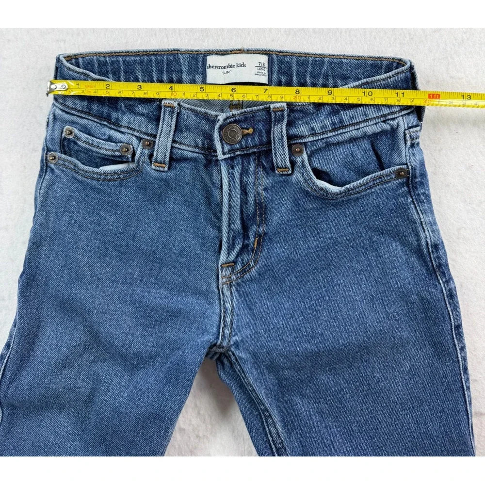 Abercrombie Kids Boys Slim Long Jeans Medium Wash Denim Size 7/8 Long